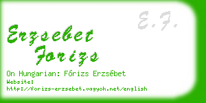 erzsebet forizs business card